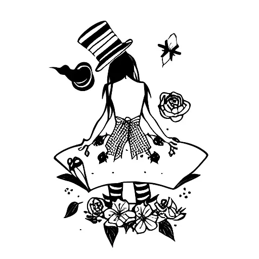 Alice in wanderland tattoo design idea