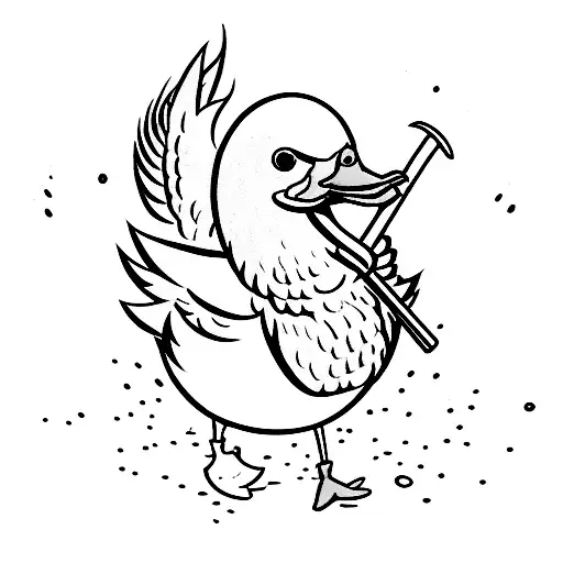 funny duck with weapon tattoo design idea