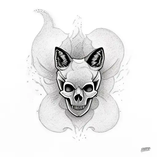 Fox skull with the words "Who the hell are you?" tattoo design idea