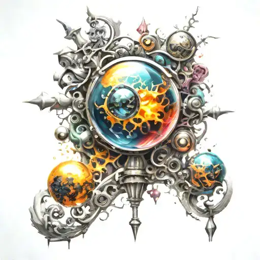 telescopic breathing ball transforming tattoo design idea