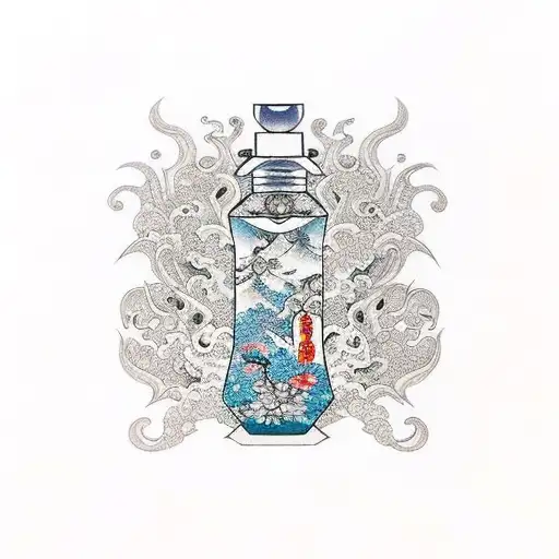 Water perfume tattoo design idea