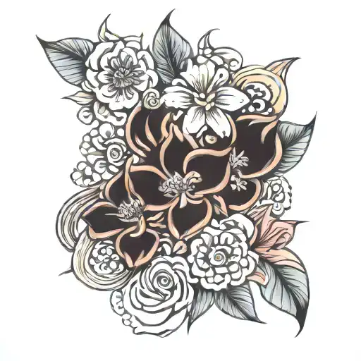 exotic flower and lost love and loneliness  tattoo design idea