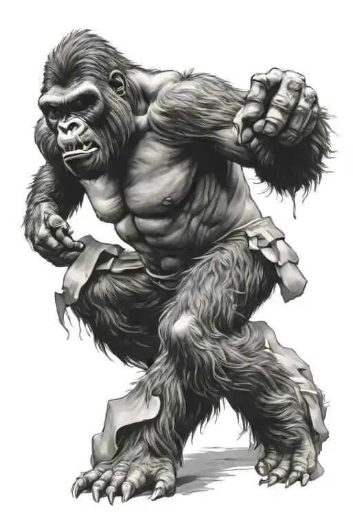 angry gorilla tattoo design idea