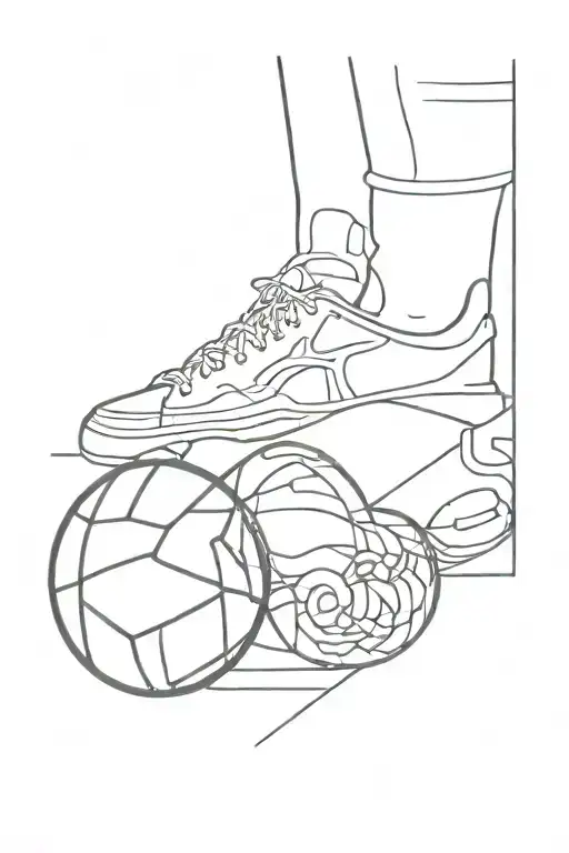 foot ball x basket ball tattoo design idea