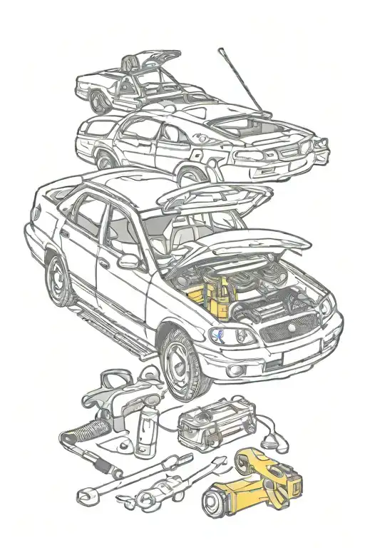 car and tools  tattoo design idea