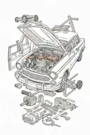 car and tools  tattoo design idea