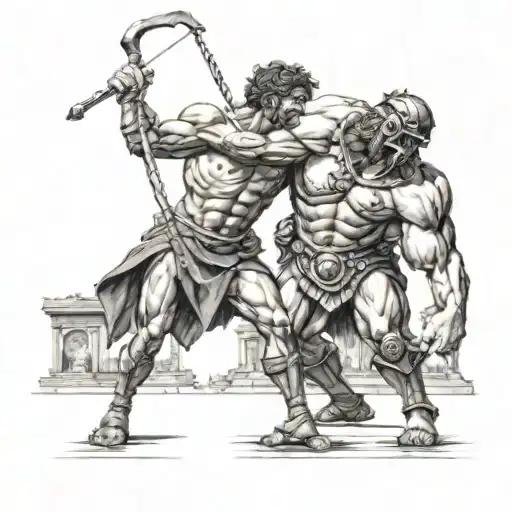 david and goliath facing off before bbattle tattoo design idea