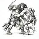 david and goliath facing off before bbattle tattoo design idea