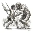 david and goliath facing off before bbattle tattoo design idea