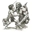 david and goliath facing off before bbattle tattoo design idea