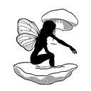Faerie sitting on a mushroom tattoo design idea
