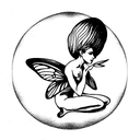 Faerie sitting on a mushroom tattoo design idea