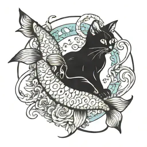 Cancer, Pisces, Hasan, Ayça, Cat tattoo design idea
