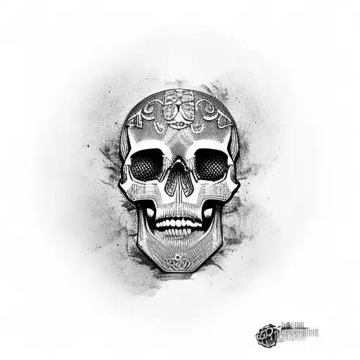 skull inspired in trap music tattoo design idea
