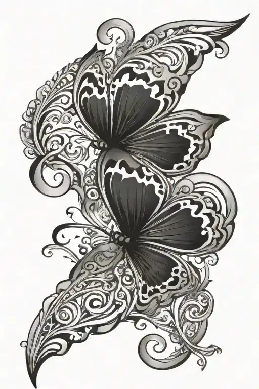 butterfly trail winding tattoo design idea