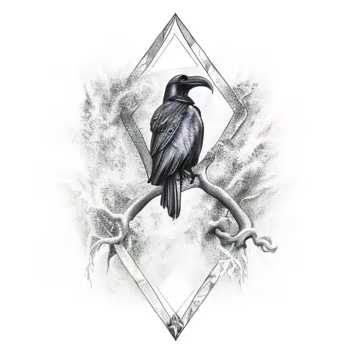 raven with MTG tattoo design idea
