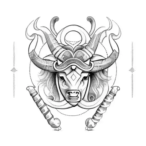 gemini astrological sign with Taurus horns and scorpio tail included  tattoo design idea
