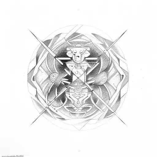 main focus on gemini symbol with elements of Taurus and Scorpio symbols tattoo design idea
