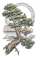 Cypress tree tattoo on scar on vack of elbow length tattoo tattoo design idea