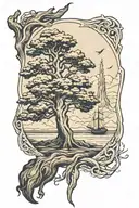 Cypress tree tattoo on scar on vack of elbow length tattoo tattoo design idea