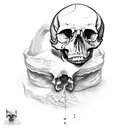 hand crushing skull tattoo design idea