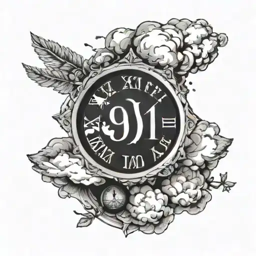 paslm 91 forearm tattoo featuring Roman numerals representing important dates with clouds tattoo design idea