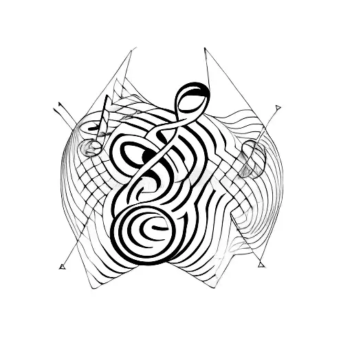 A minimalist tattoo of a music note intertwined with a car engine tattoo design idea