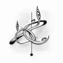 A minimalist tattoo of a music note intertwined with a car engine tattoo design idea
