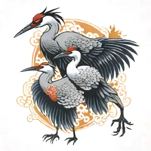 2 cranes japanese tattoo design idea