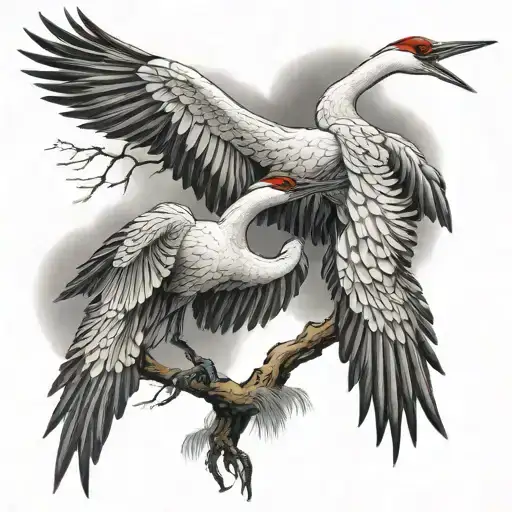 2 cranes japanese tattoo design idea