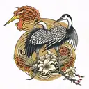 2 cranes japanese tattoo design idea