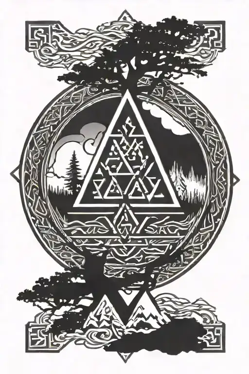 vegvisir Rune design yggdrasil and valknut symbol tattoo design idea