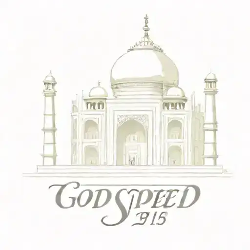 Taj Mahal with the word "Godspeed" tattoo design idea
