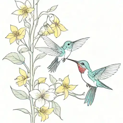 hummingbird and bee  tattoo design idea