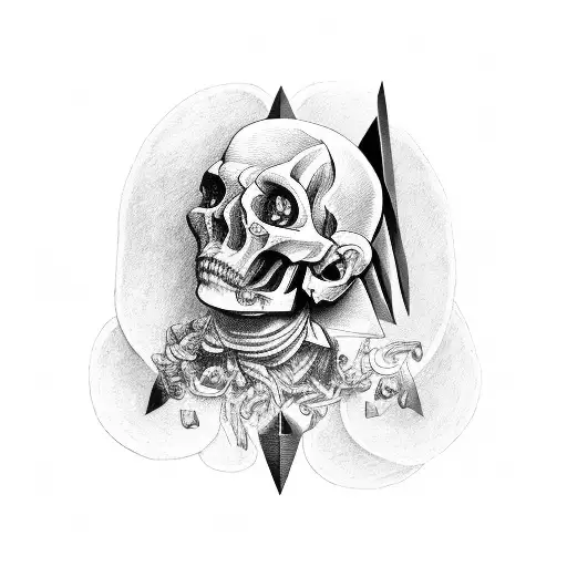 guillotine with a human heart underneath the blade tattoo design idea