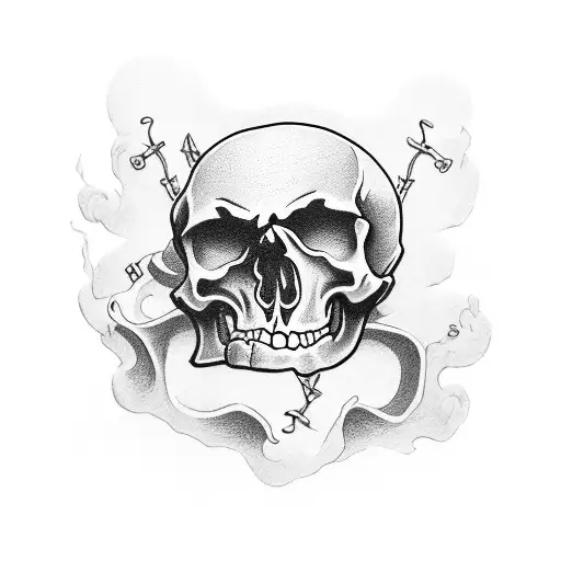 gambling with skeleton hand at the end tattoo design idea