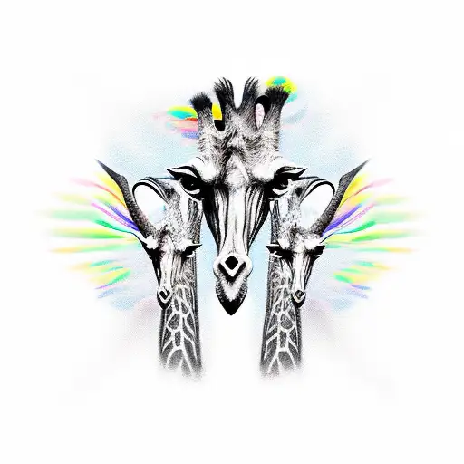 giraff in parachute tattoo design idea