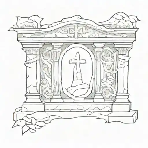 simple tomb stone tattoo design idea