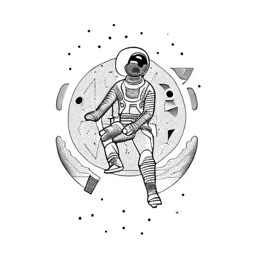 man sitting on the moon simple tattoo design idea