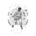 man sitting on the moon simple tattoo design idea
