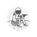 man sitting on the moon simple tattoo design idea