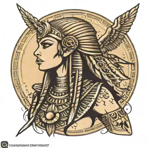 Egyptian goddess warrior tattoo design idea