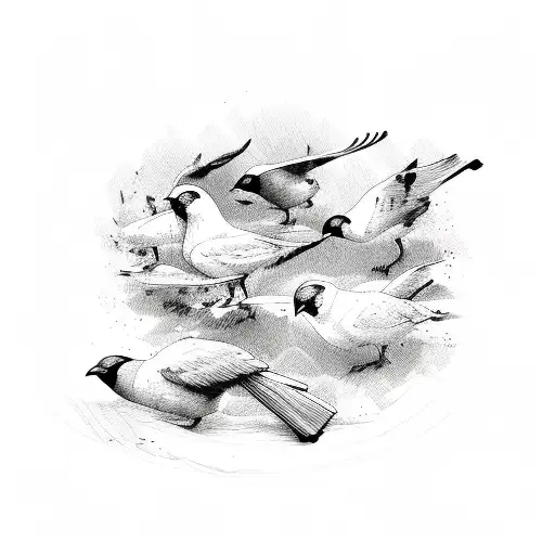 flock of birds tattoo design idea