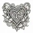 3 little heart with initial JC tattoo design idea