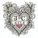 3 little heart with initial JC tattoo design idea