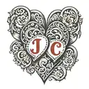 3 little heart with initial JC tattoo design idea