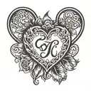 3 little heart with initial JC tattoo design idea