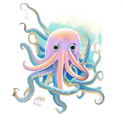 octopus with diver tattoo design idea