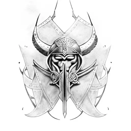 Incorporate Viking armor into a motorcycle design tattoo design idea