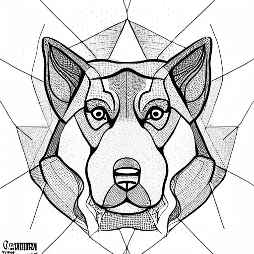 Angry German Shepherd Dog with one floppy ear tattoo design idea